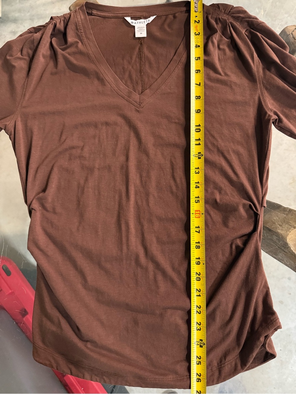 Athleta Outbound Women's V-Neck Long Sleeve Tee with Side Ruching Brown M - Picture 5 of 5